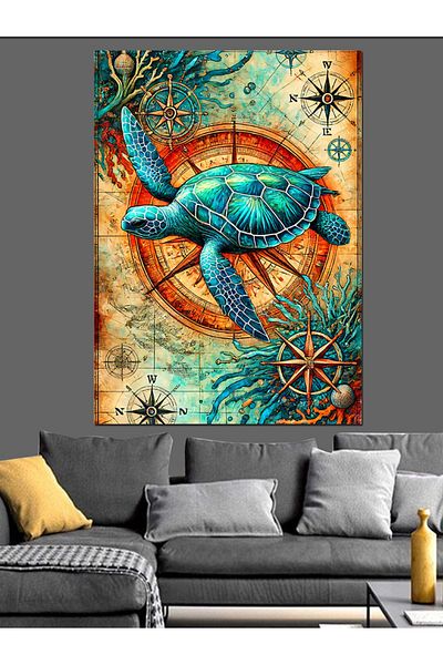 Tablomega Pânză decorativă cu motiv țestoasă de mare - Lemn MDF