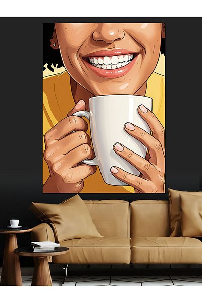 Tablomega Pânză decorativă Smile Coffee - Lemn MDF