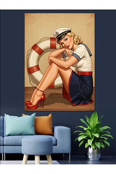 Tablomega Pânză Decorativă Ilustrație Femei Marinar - Lemn MDF