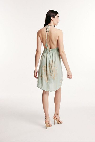 LaraLisa Collection Back Low-Cut Rope Strap Varak Patterned Women's Summer Dress
