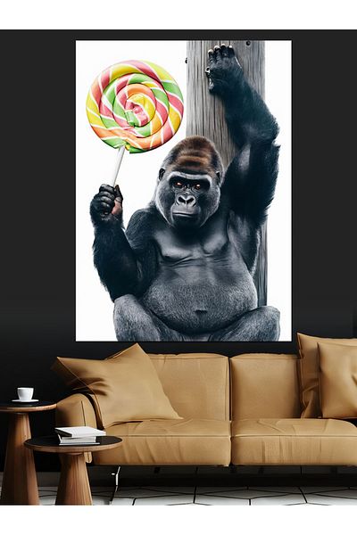 Tablomega Pânză decorativă Gorilla And Candy - Lemn MDF