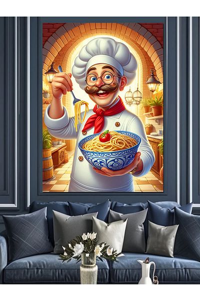 Tablomega Pânză decorativă Chef și Pasta Passion - Lemn MDF