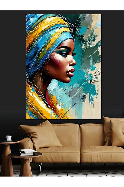 Tablomega Colorful African Woman Decorative Canvas - Mdf Wooden Painting
