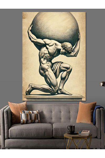 Tablomega Atlas and World Drawing Decorative Canvas - Mdf Wooden Painting