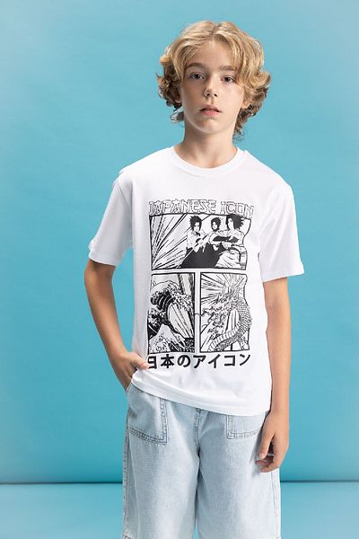 DeFacto Băieți - Tricou Schimbat cu mânecă scurtă, cu decolteu și design imprimat C6260A824HS