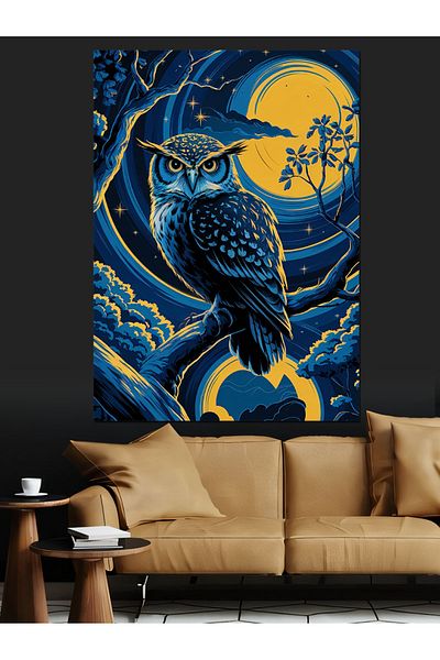 Tablomega Night's Guardian Owl Decorative Canvas - Mdf Wooden Painting