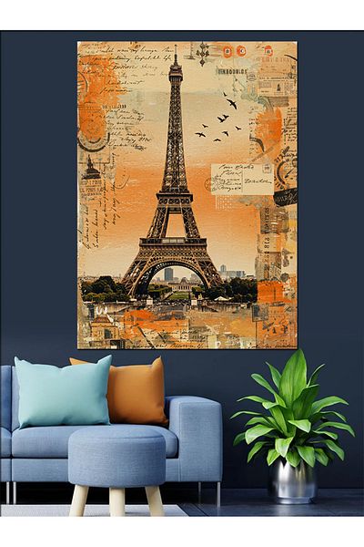 Tablomega Turnul Eiffel Poster Pânză Decorativă - Lemn MDF Pictură