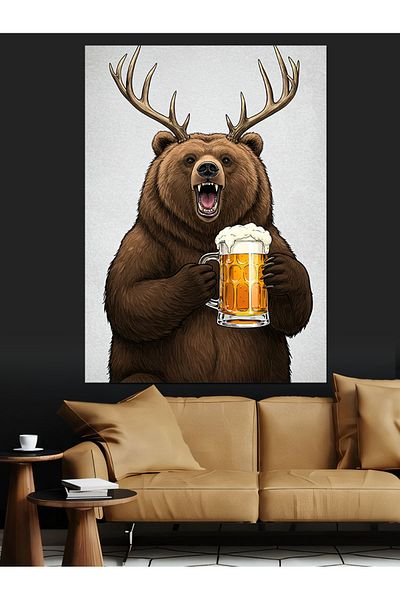 Tablomega Pânză decorativă Angry Bear - Lemn MDF