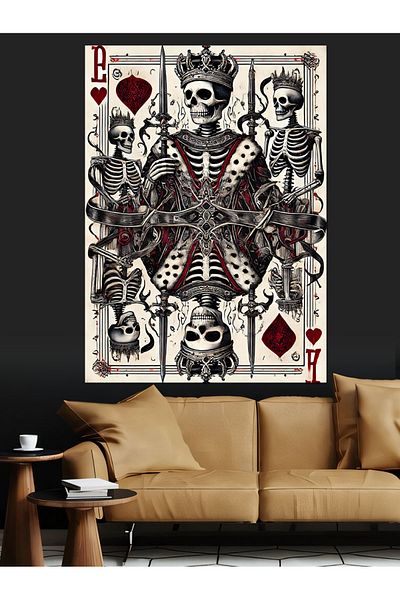 Tablomega Playing Cards Skeletons Decorative Canvas - Mdf Wooden Painting