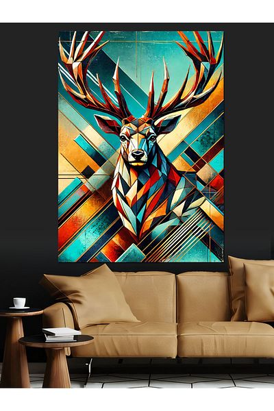 Tablomega Pânză decorativă abstractă colorată cerb - pictură din lemn MDF