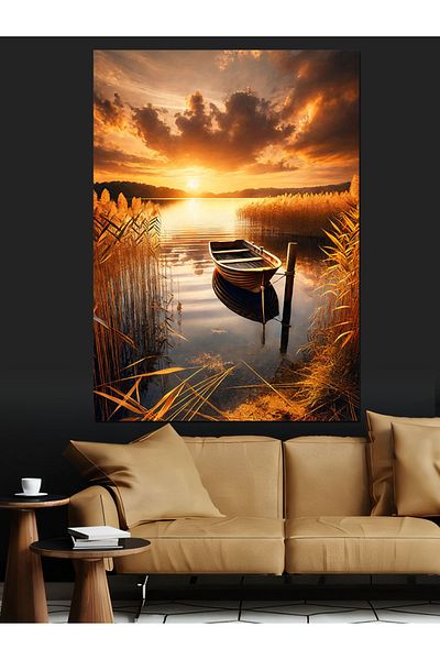 Tablomega Pânză decorativă Golden Sunset Landscape - Lemn MDF