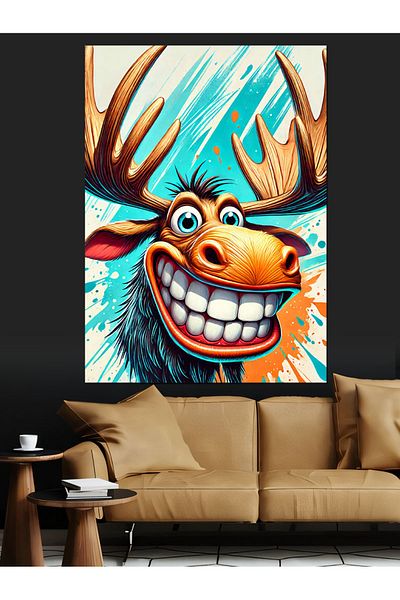 Tablomega Funny Deer Laugh Decorative Canvas - Mdf Wooden Painting