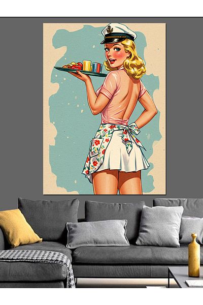 Tablomega Sailor Retro Woman Decorative Canvas - Mdf Wooden Painting