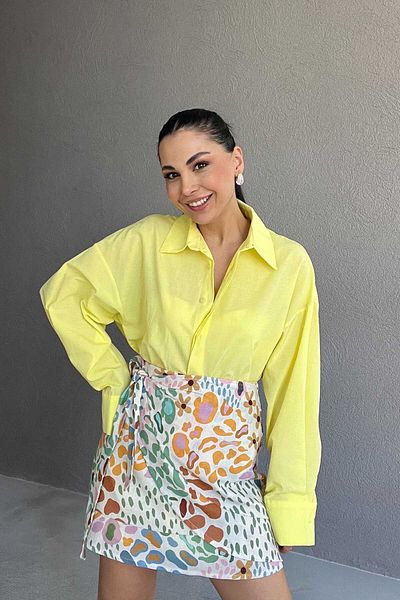 Seda Yalçın Atelier Flowy Oversize Yellow Shirt