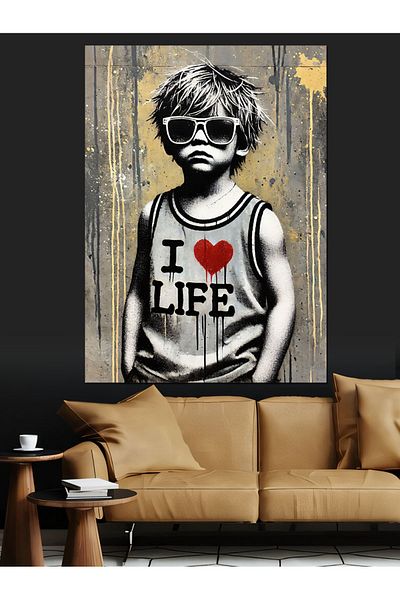Tablomega I Love Life Canvas Decorativ pentru Copii - MDF Lemn