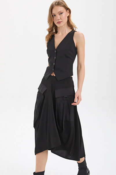 By Yaren Yazıcı Poplin Garni Detailed buzunar cargo Shalwar croială Fusta midi