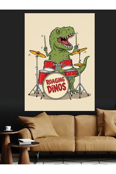 Tablomega T-Rex și tobă „Roaring Dinos” Pânză decorativă - MDF Lemn