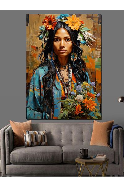 Tablomega Flowers and Women Decorative Canvas - Mdf Wooden Painting