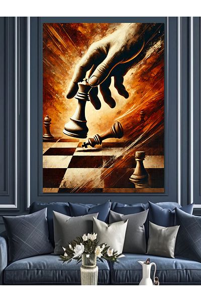 Tablomega Piesă de șah și pânză decorativă de mână - MDF Lemn