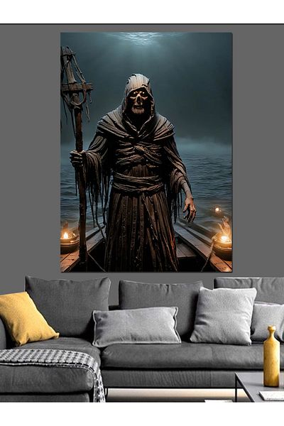 Tablomega Horrible Skull in the Sea Decorative Canvas - Mdf Wooden Painting