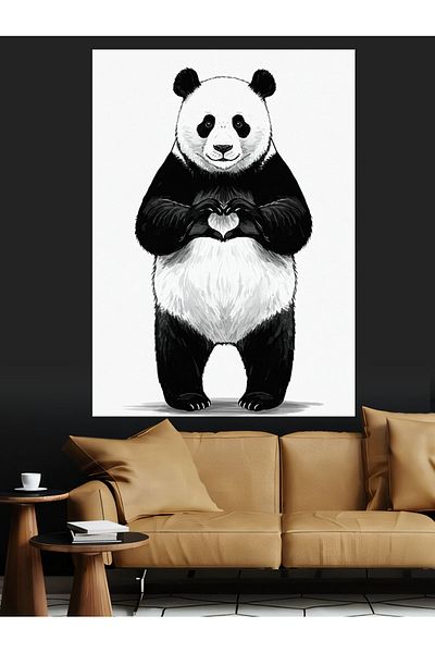 Tablomega Cute Panda Portrait Decorative Canvas - Mdf Wooden Painting