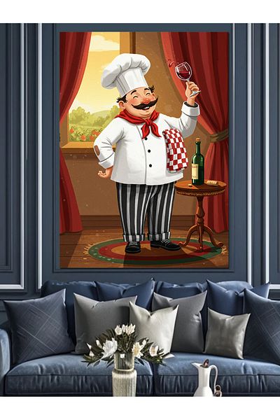 Tablomega Chef și deliciile bucătăriei Pânză decorativă - Lemn MDF