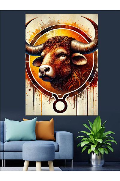 Tablomega Pânză decorativă cu desen zodia Taurel - MDF Lemn