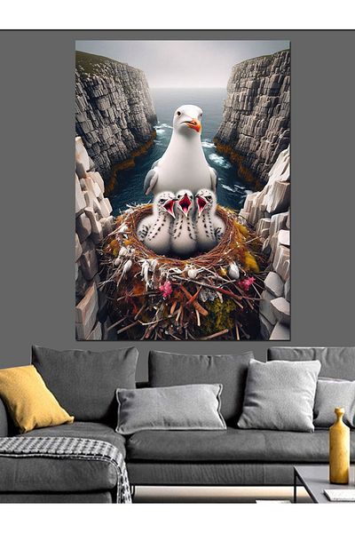 Tablomega Pânză Decorativă Pescăruș și Copii - Lemn MDF