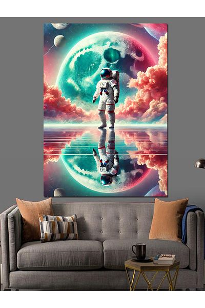 Tablomega Pânză decorativă Astronaut și Moonlight Reflection - Lemn MDF