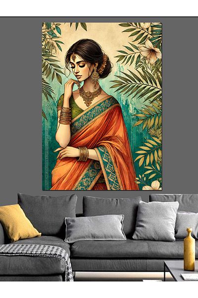 Tablomega Femeie indiană și pânză decorativă de eleganță tradițională - masă din lemn MDF