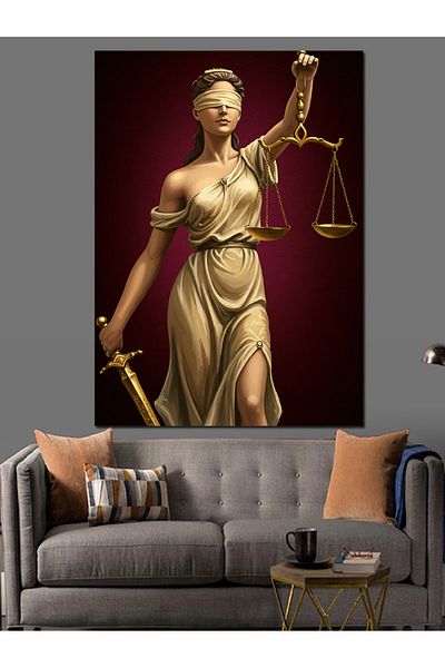 Tablomega Statuia Zeiței Iustitiei Pânză Decorativă - Lemn MDF Pictat