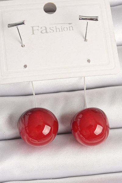 Clariss Brass Silver Color Nails Cherry Model Women's Earrings
