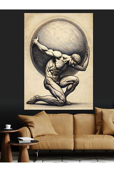 Tablomega Atlas și Pământul Decorativ Canvas - Lemn MDF