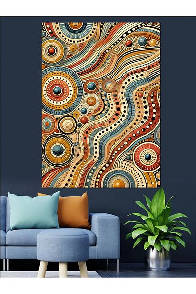 Tablomega Pânză decorativă cu model Paisley și culori abstracte - MDF Lemn