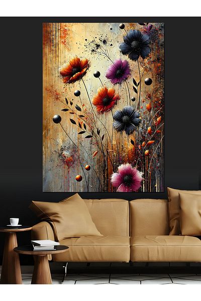 Tablomega Colorful Wild Flowers Decorative Canvas - Mdf Wooden Painting