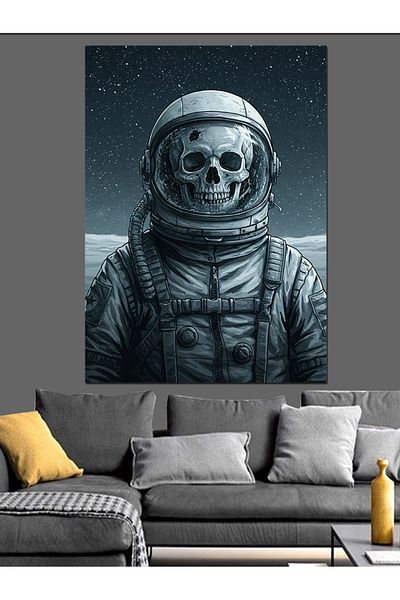 Tablomega Pânză decorativă astronaut și craniu - pictură din lemn MDF