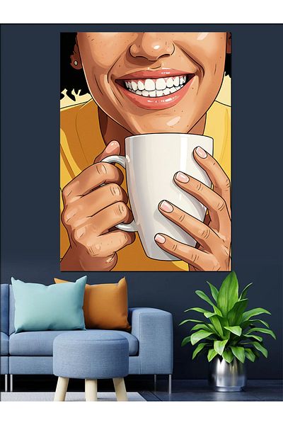 Tablomega Pânză decorativă Smile Coffee - Lemn MDF