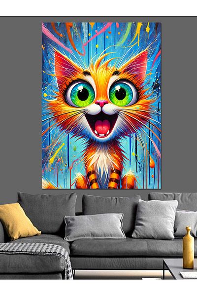 Tablomega Pânză decorativă Energetic Colorful Cat - Lemn MDF