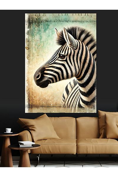 Tablomega Zebra and Black and White Nature Decorative Canvas - Mdf Wooden Painting