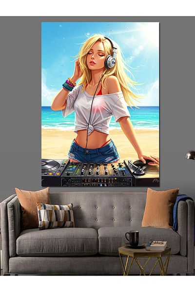Tablomega DJ pe plajă Pânză decorativă pentru femei - Lemn MDF
