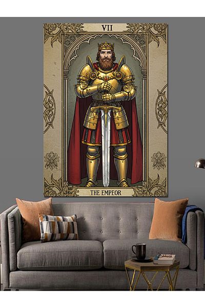 Tablomega Emperor Decorative Canvas with Gold Armor - Mdf Wooden Painting