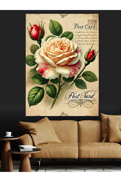 Tablomega Pastoral Rose Poster Decorative Canvas - Mdf Wooden Painting