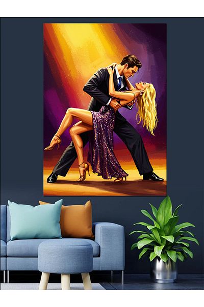 Tablomega Dancing Couple Figure Decorative Canvas - Mdf Wooden Table