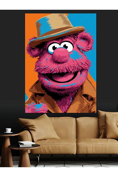 Tablomega Red Puppet Decorative Canvas with Hat - Mdf Wooden Painting