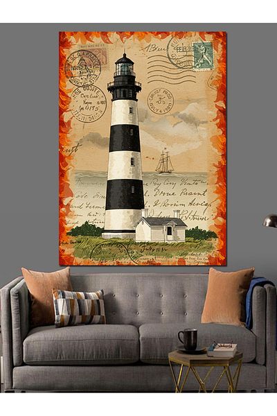 Tablomega Historical Lighthouse Decorative Canvas - Mdf Wooden Painting