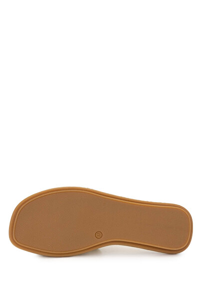 Tamer Tanca Γυναικείες φλατ παντόφλες από γνήσιο δέρμα κίτρινο