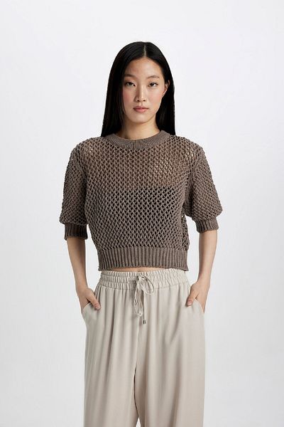 DeFacto Tricou tricot cu jumătate de mânecă și decolteu - C9165ax24sm