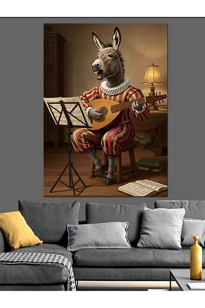 Tablomega Donkey Masked Musician Decorative Canvas - Mdf Wooden Painting
