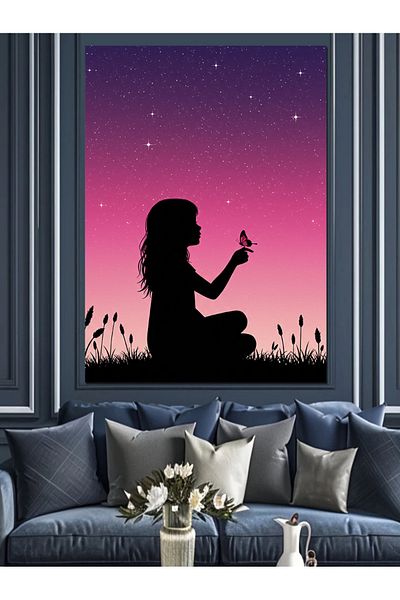 Tablomega Pânză decorativă Pink Sky Silhouette - Lemn MDF