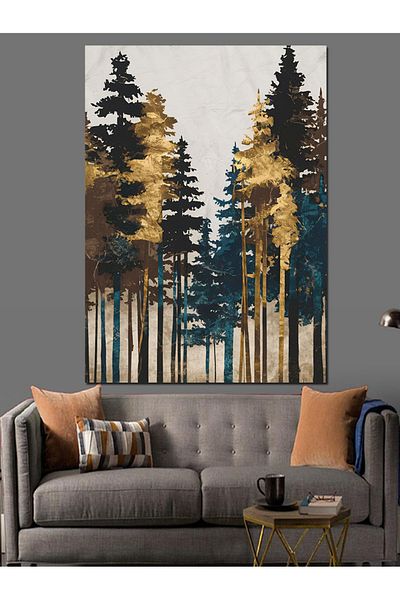 Tablomega Trees Painting Landscape Decorative Canvas - Mdf Wooden Table